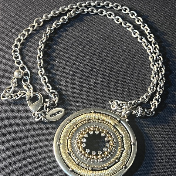 Vintage Chico’s Silver and Gold Concentric Necklace - Picture 4 of 5
